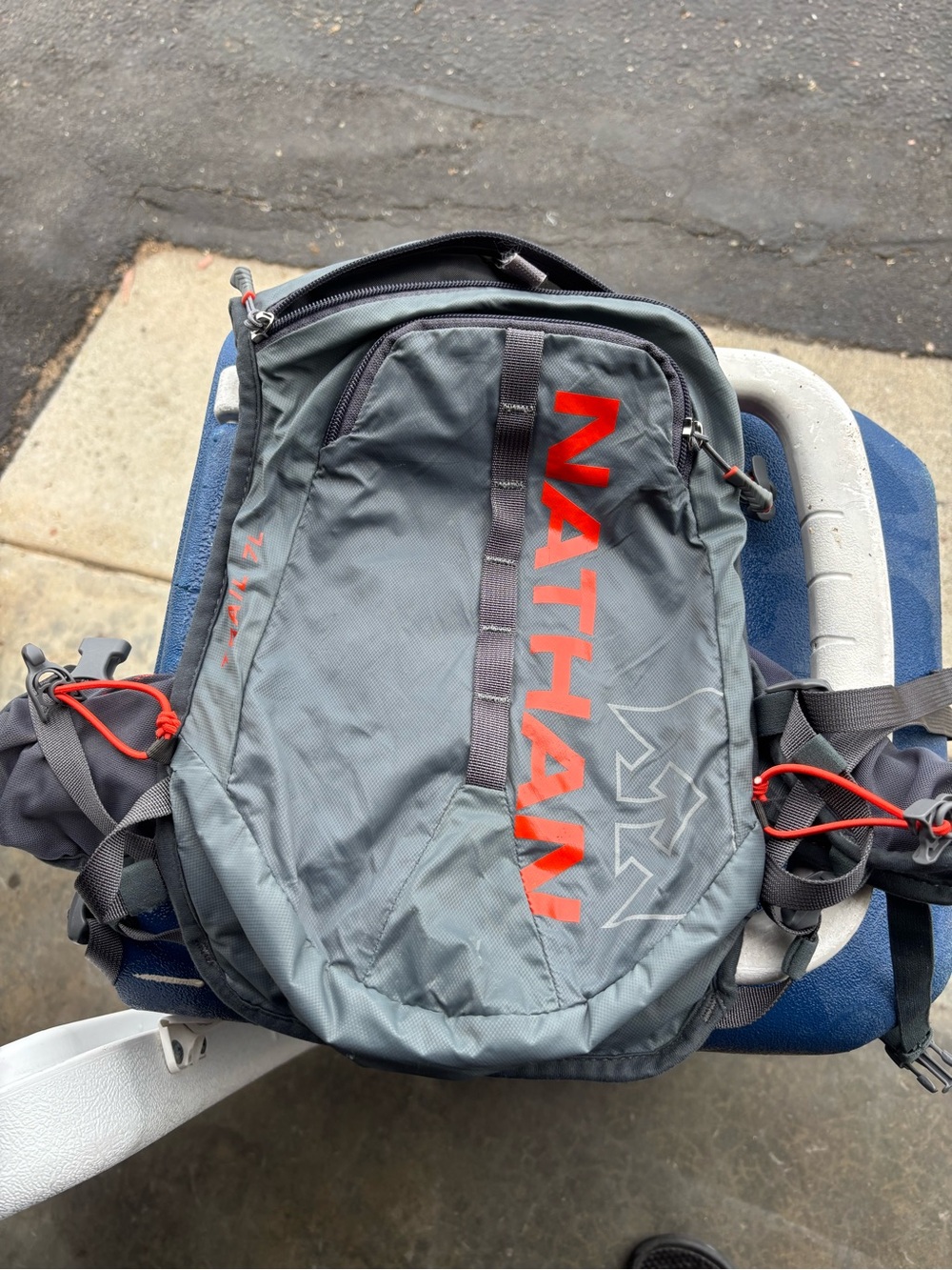 Natan Gray Backpack with Red Logo Accent